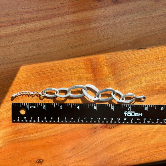 Brushed Metal Chain Bracelet with Adjustable Clasp - Picture 2 of 4